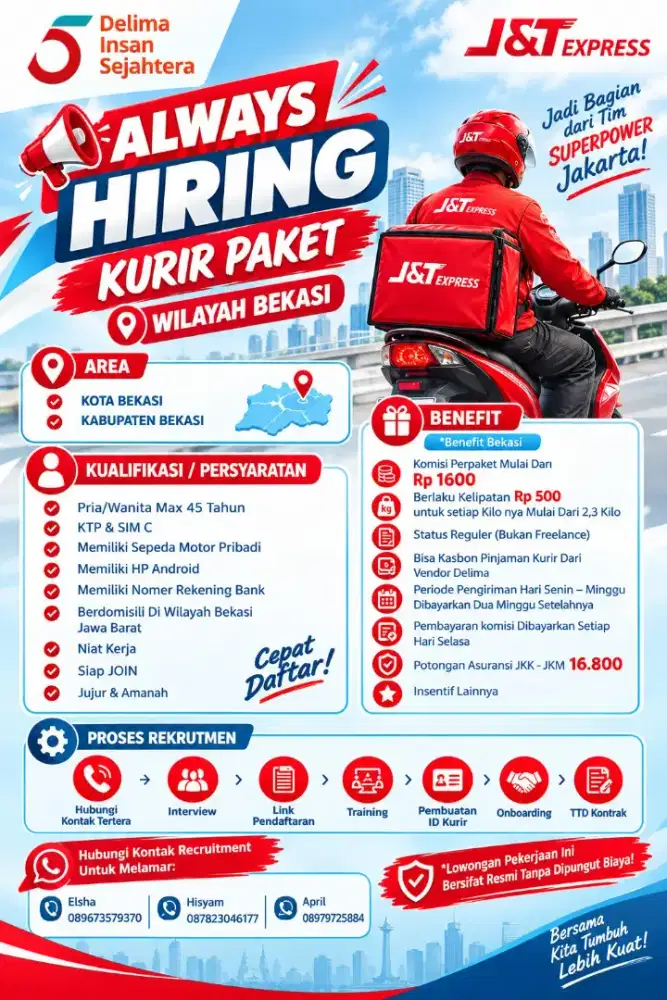LOKER KURIR PAKET AREA BEKASI