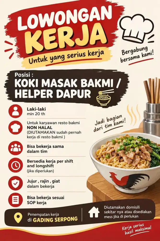 HELPER DAPUR BAKMI NON HALAL