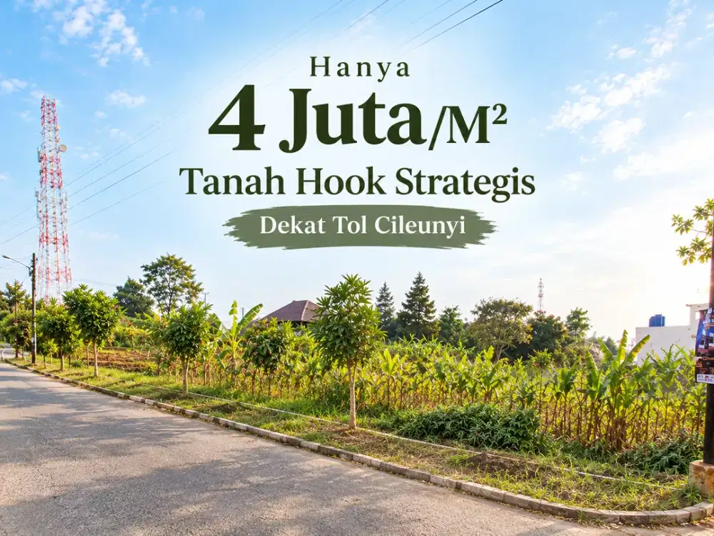 Dijual Tanah Hook, Dekat Tol Cileunyi - Luas 590M²