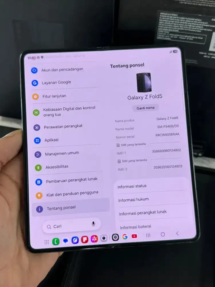 Samsung Z fold 5 5G ram 12/512 resmi sein