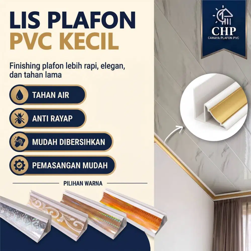 Lis Plafon PVC Kecil - Finishing Plafon Anti Air & Rayap