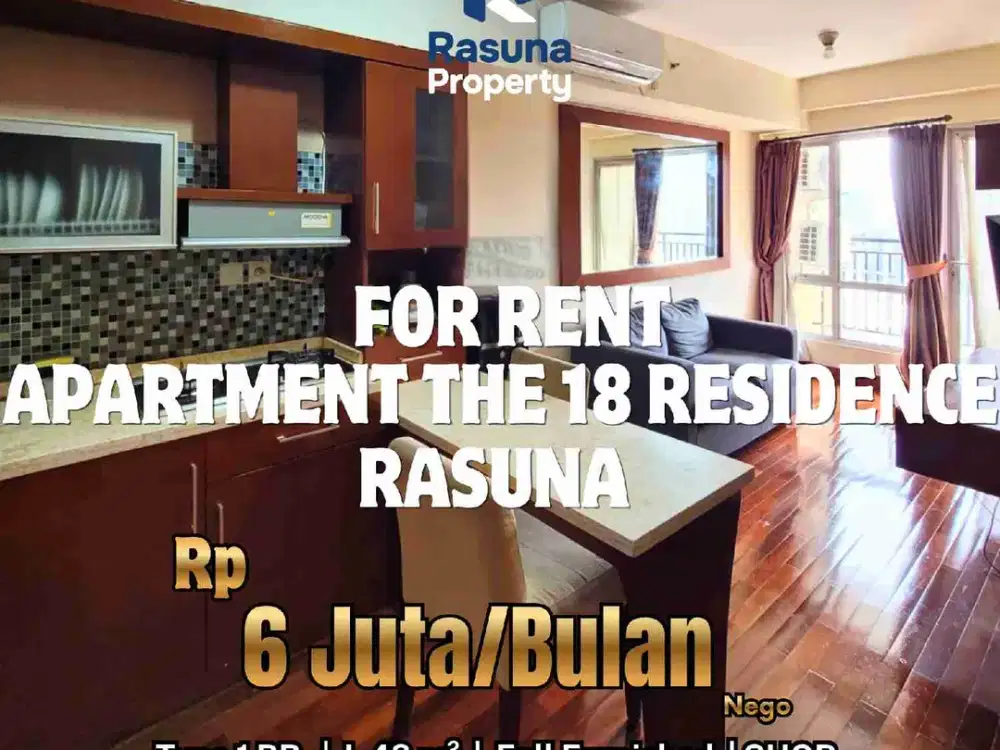 For Rent, Apartment The18 Residence Rasuna, 1 BR, Full Furnished, Siap Huni