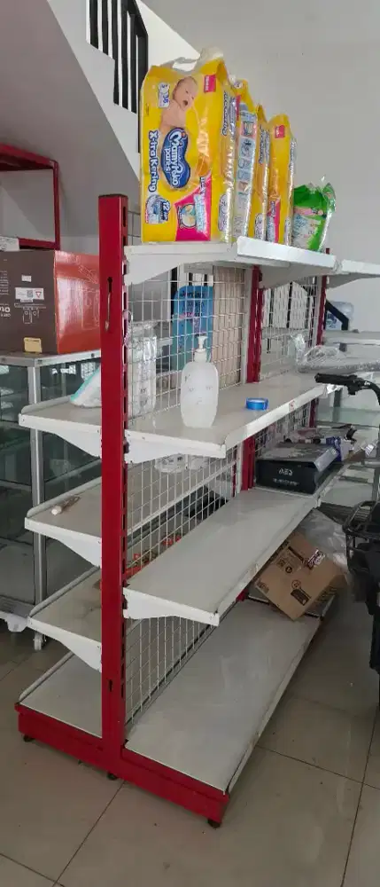 Rak supermarket 2 sisi dengan 6 ambalan
