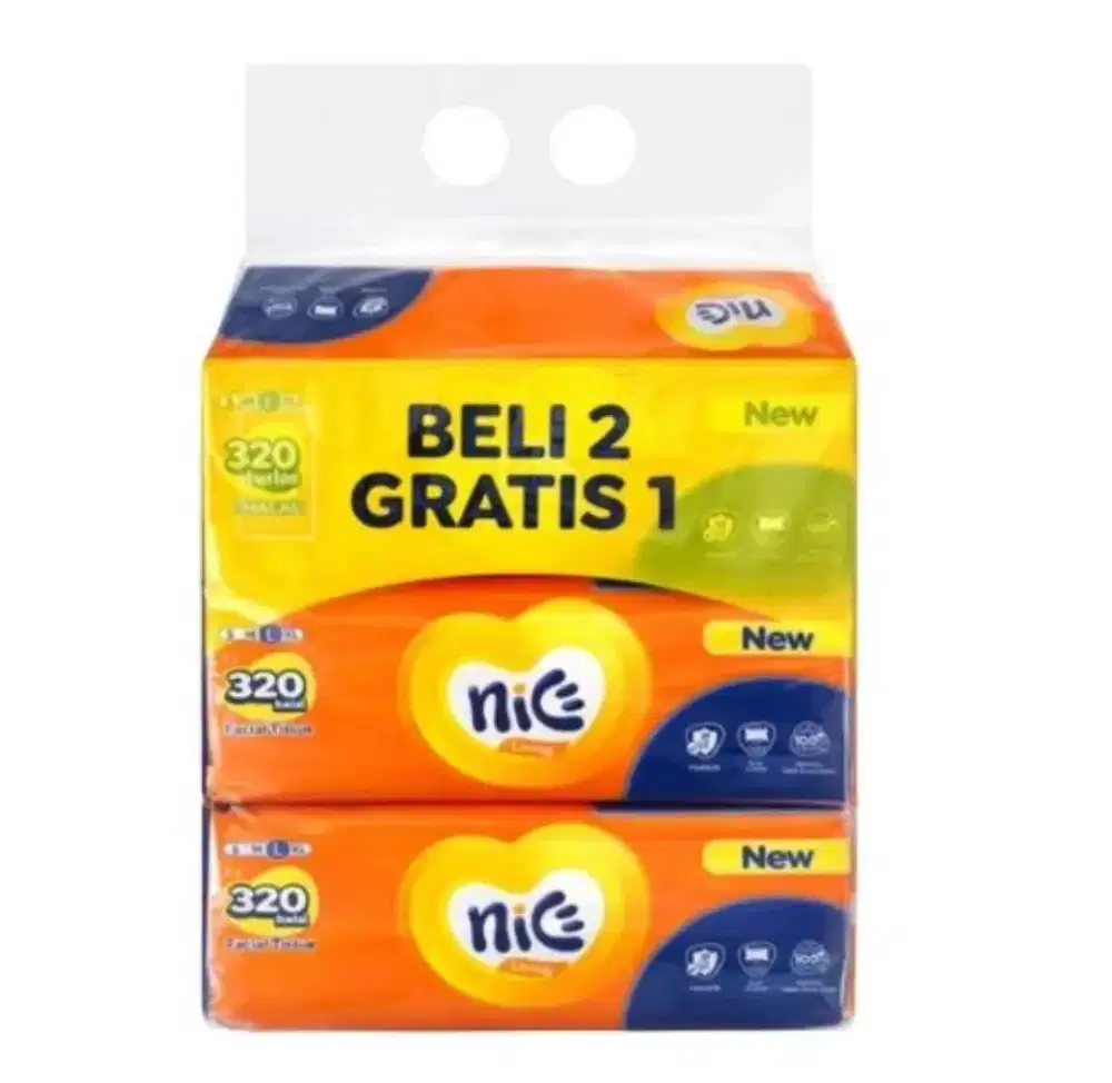 Tisu Wajah Nice (3 PCS) BUY 2 GET 1 | 320 Helai 2 Ply  Lembut
