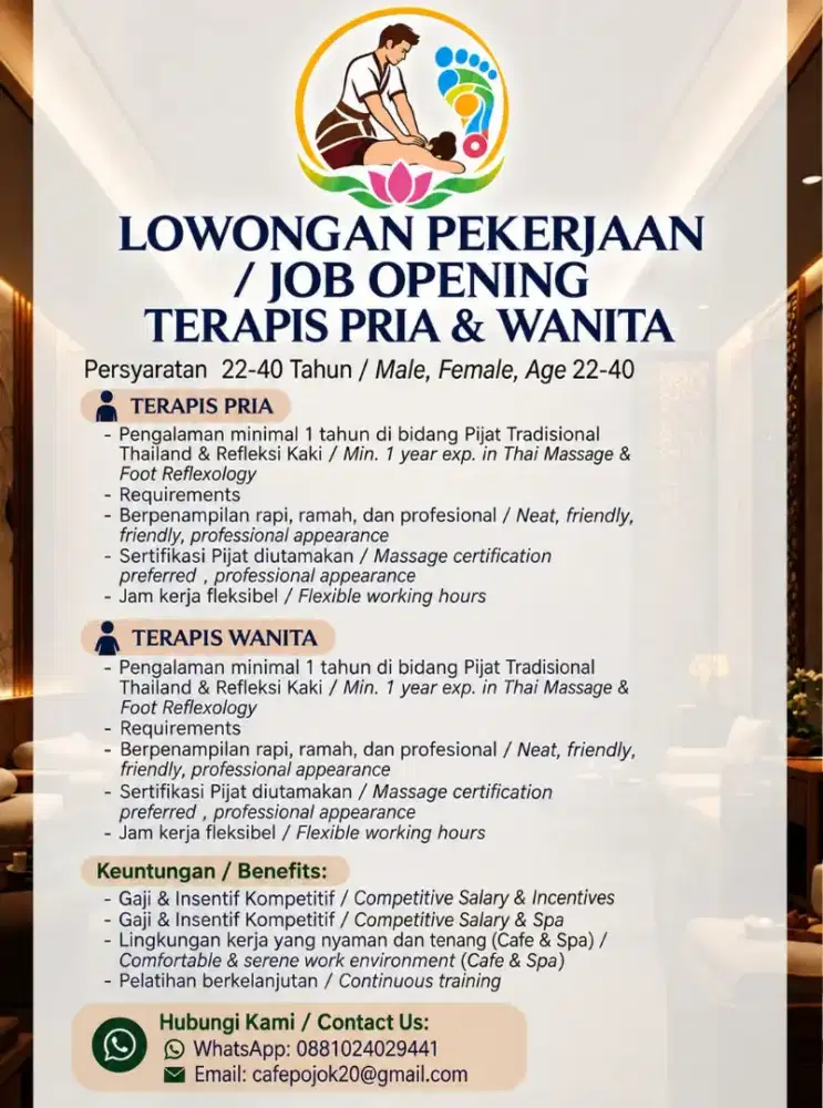 Lowongan Terapis Pria & Wanita