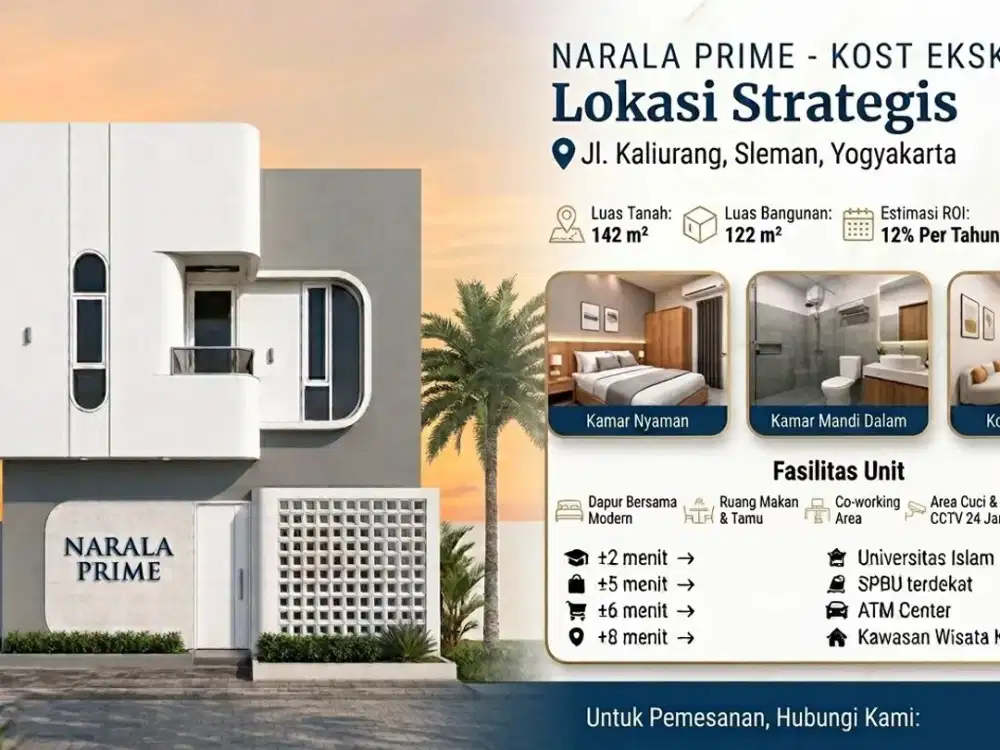 Dijual Kos Eksklusif 8 Kamar Dekat UII Kaliurang - SHM Pasif Income Tinggi!