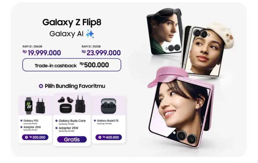Samsung Galaxy Z Flip8 RAM 12GB 256GB / 512GB – Promo Bundling!