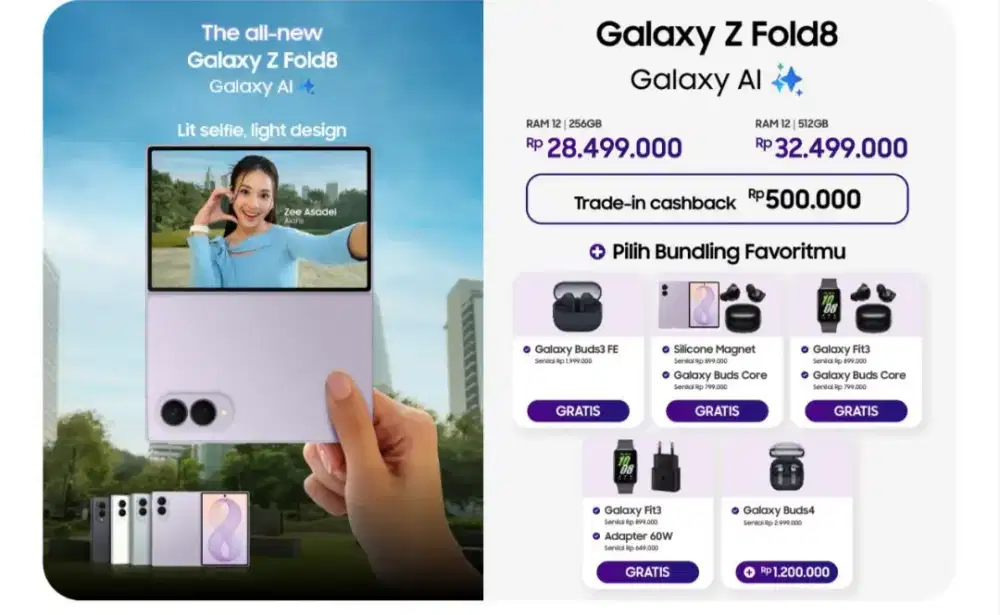 Samsung Galaxy Z Fold8 RAM 12GB 256GB / 512GB – Promo Bundling