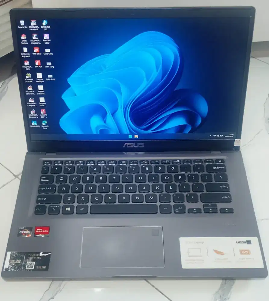 Laptop Asus M415D ryzen 3-3250u ram 8gb SSD 512gb siap pakai