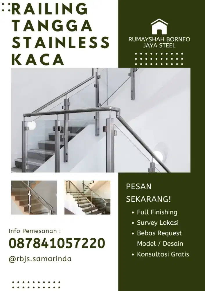 JASA RAILING TANGGA STAINLESS KOMBINASI KACA CUSTOM