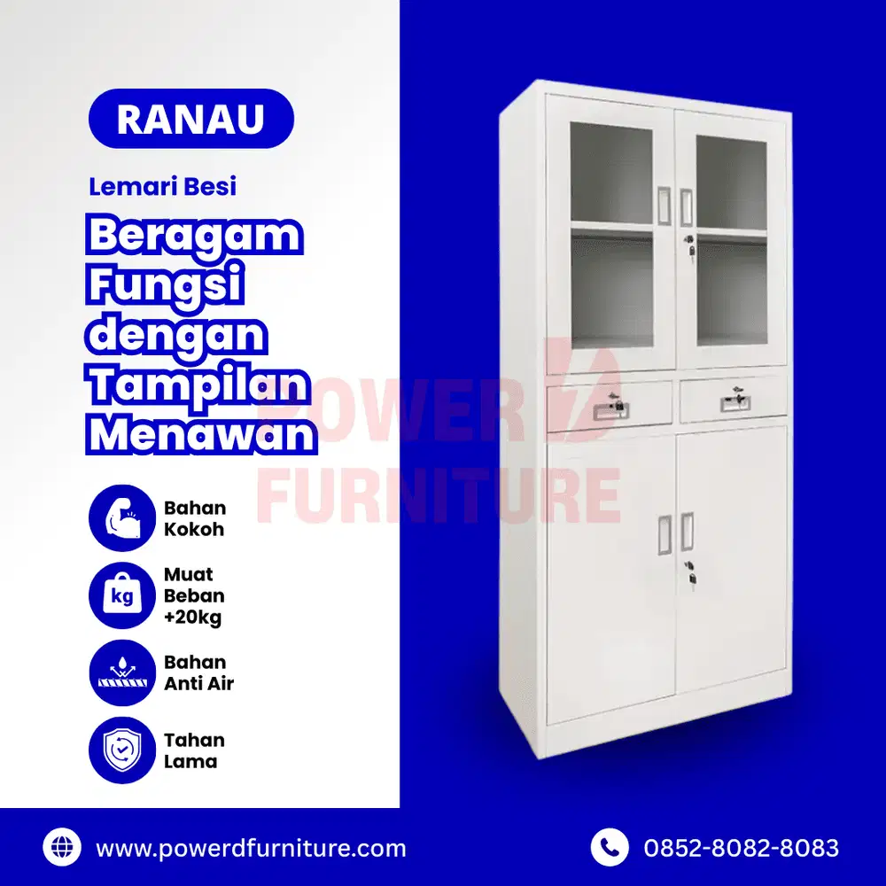 Lemari Kaca Besi RANAU – Lemari Besi 2 Pintu