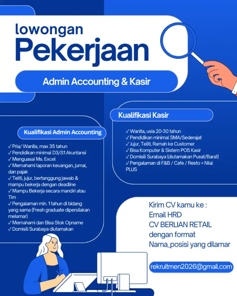 Dicari Staff Accounting dan Kasir