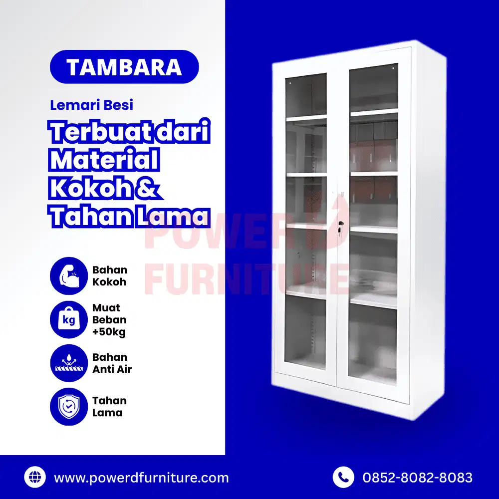 Lemari Dokumen Besi Kaca TAMBARA – Lemari Arsip Kantor