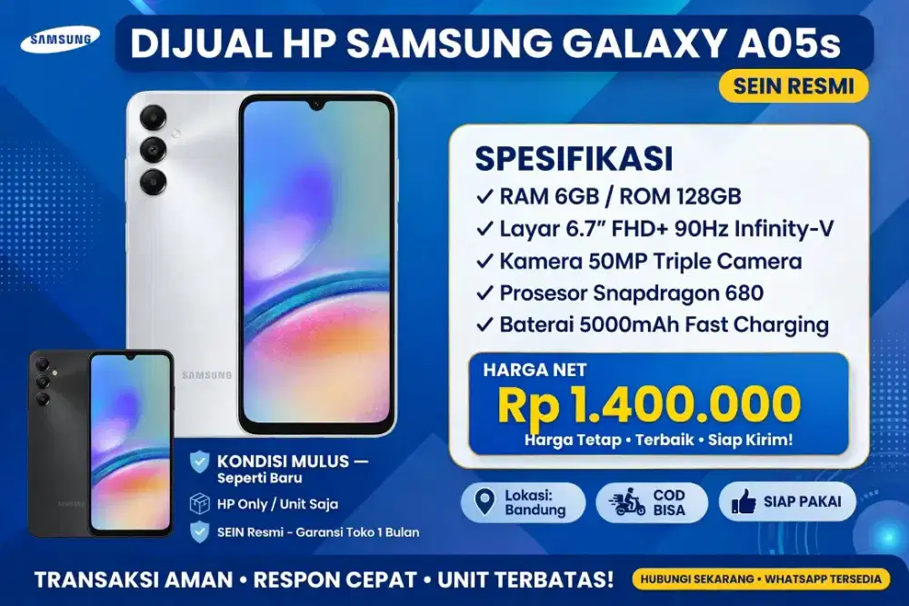 Samsung Galaxy A05s RAM 6/128GB SEIN Resmi Mulus HP Only