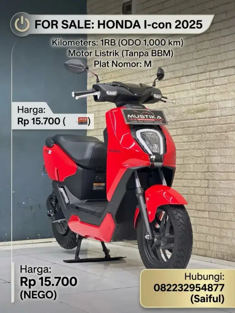 Odo 1Rb Istimewa!!Honda I-Con 2025 Mtor Listrik Slusi Tnpa BBM-Mustika