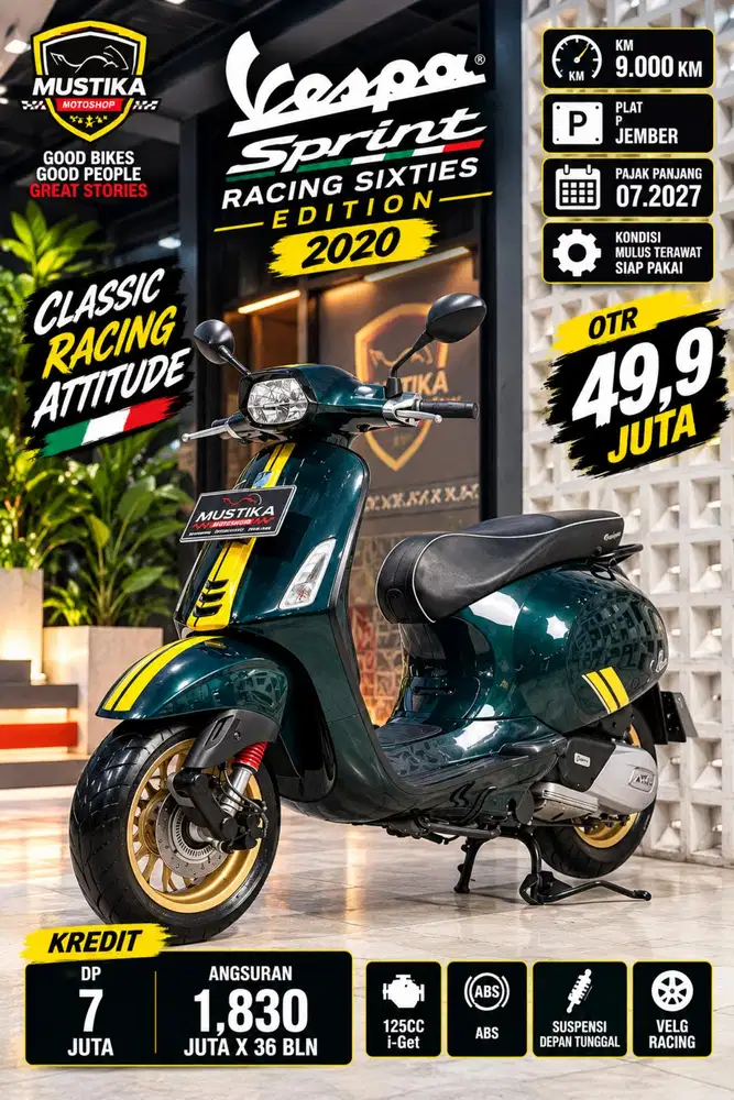 Istimewa‼️Vespa Sprint Racing Sixties 2020. Km  9rb. DANNY Mustika