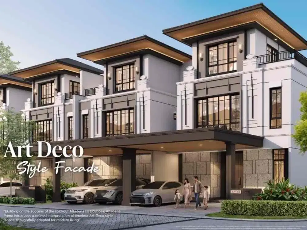 rumah modern dengan tampilan art deco rapih 3 lantai di altadena prime gading serpong