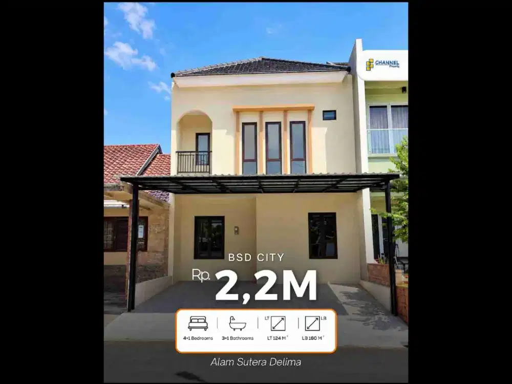 Jual Rumah 2 Lantai SHM Alam Sutera Delima Tangsel, St