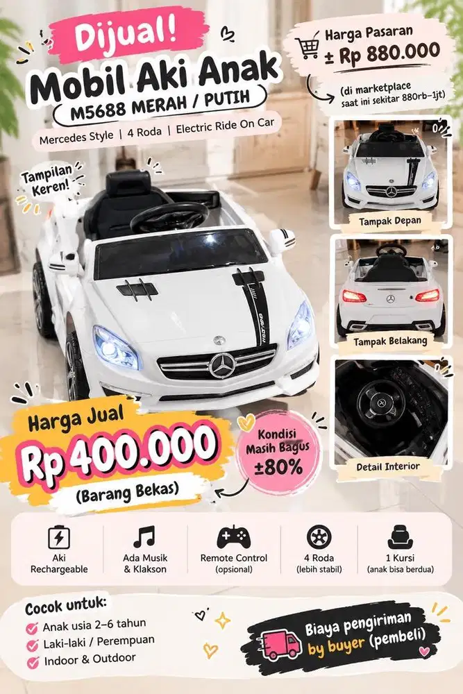 MOBIL MAINAN ANAK PUTIH