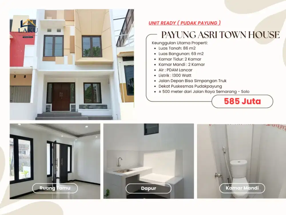 PROMO DP 0%! Rumah 2 Lantai Siap Huni Payung Asri Town House