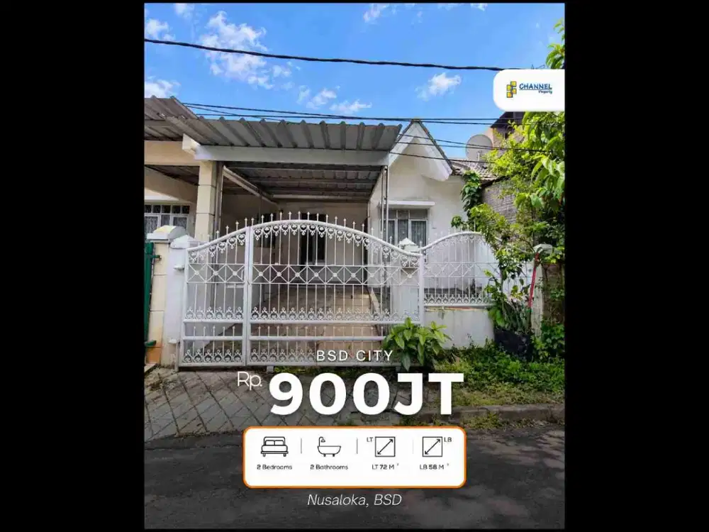 Jual Rumah Siap Huni Dekat Pasmod, Dekat Tol, Dekat Stasiun, Nusa Loka BSD Tangsel, An