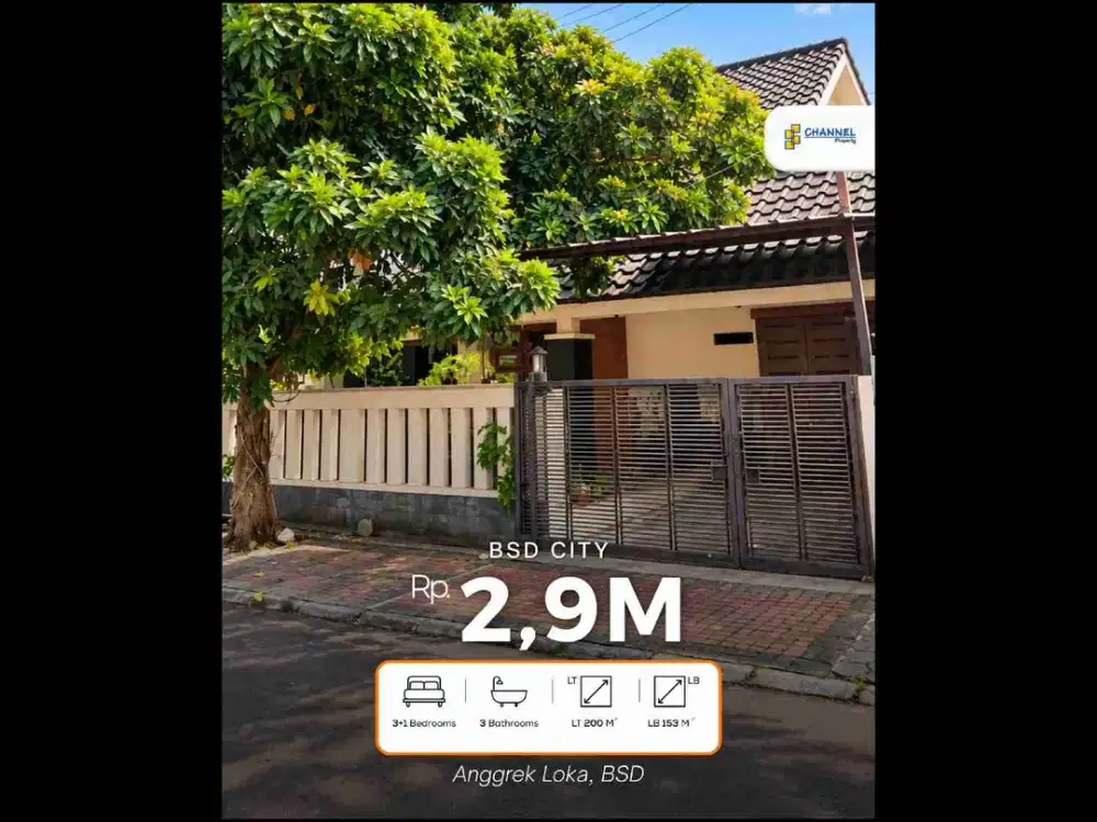 Jual Rumah Siap Huni 1 Lantai Dekat Pusat Kuliner BSD Anggrek Loka, Nn