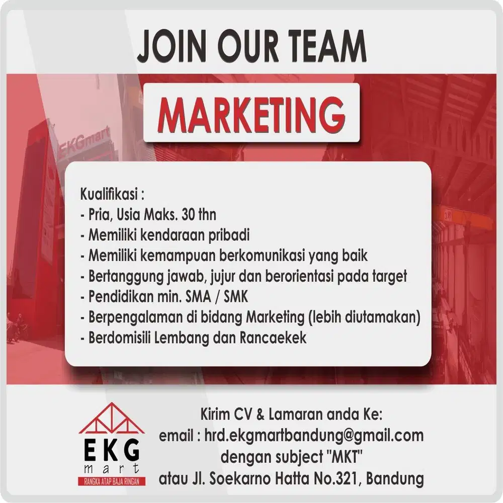 SALES MARKETING BAJA RINGAN & ATAP UPVC
