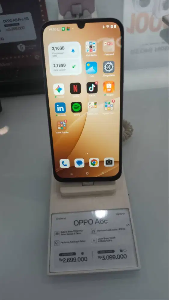 Oppo A6C kondisi BARU, minus Dus terbuka.