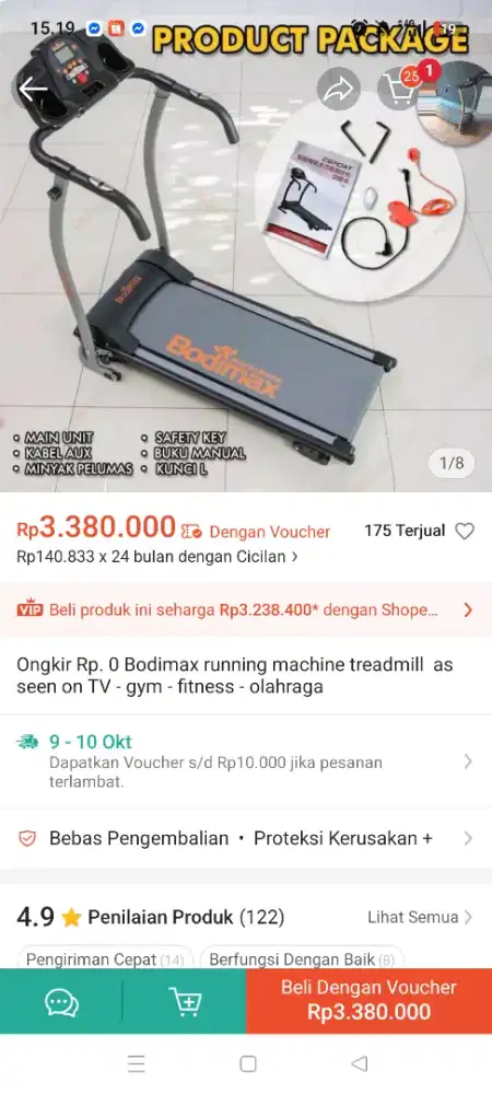 Treadmill bodymax elektrik. Alat olahraga lari