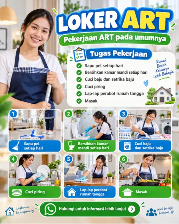 Dicari ART Untuk Pekerjaan Rumah