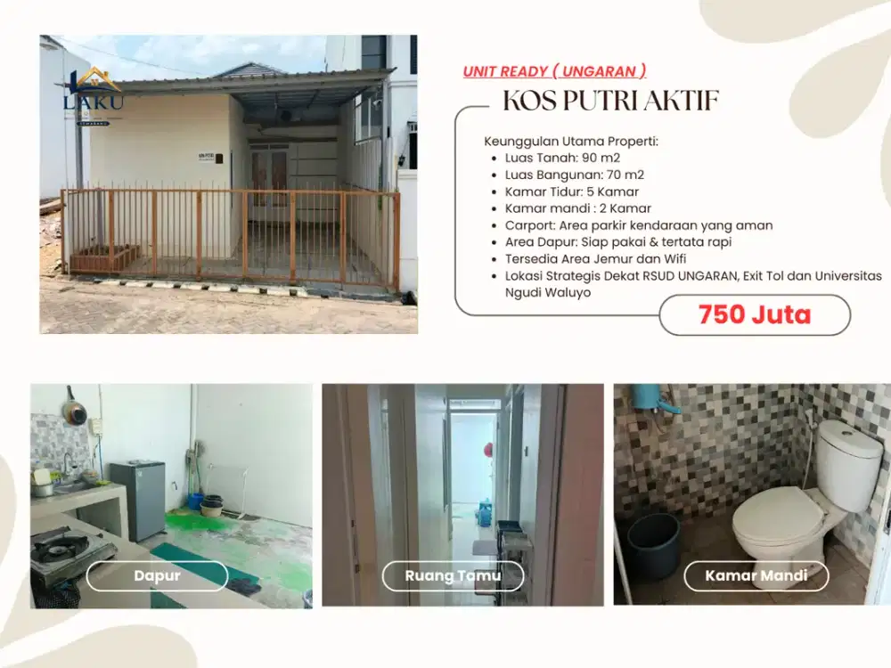 Rumah Kos Putri Aktif Lokasi Strategis Dekat RSUD Ungaran