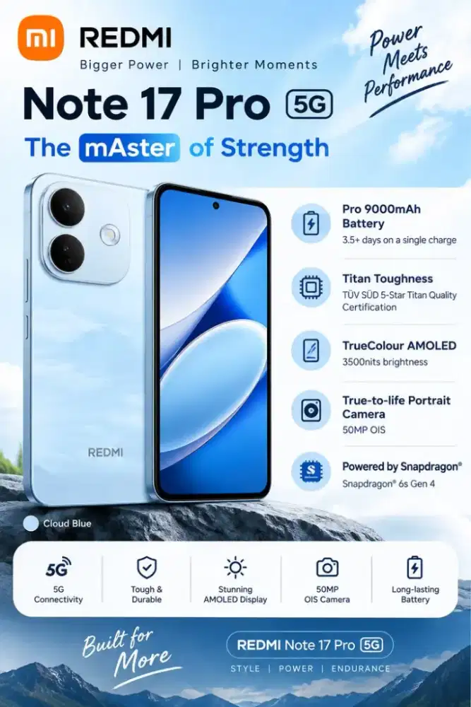 READY REDMI NOTE 17 PRO 5G 8+8/256 GB