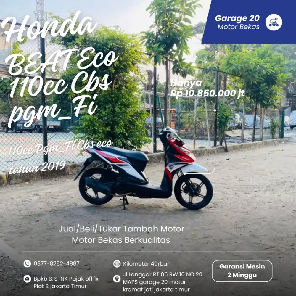 Honda Beat Eco 110cc Cbs pgm_Fi Tahun 2019 Pajak Off