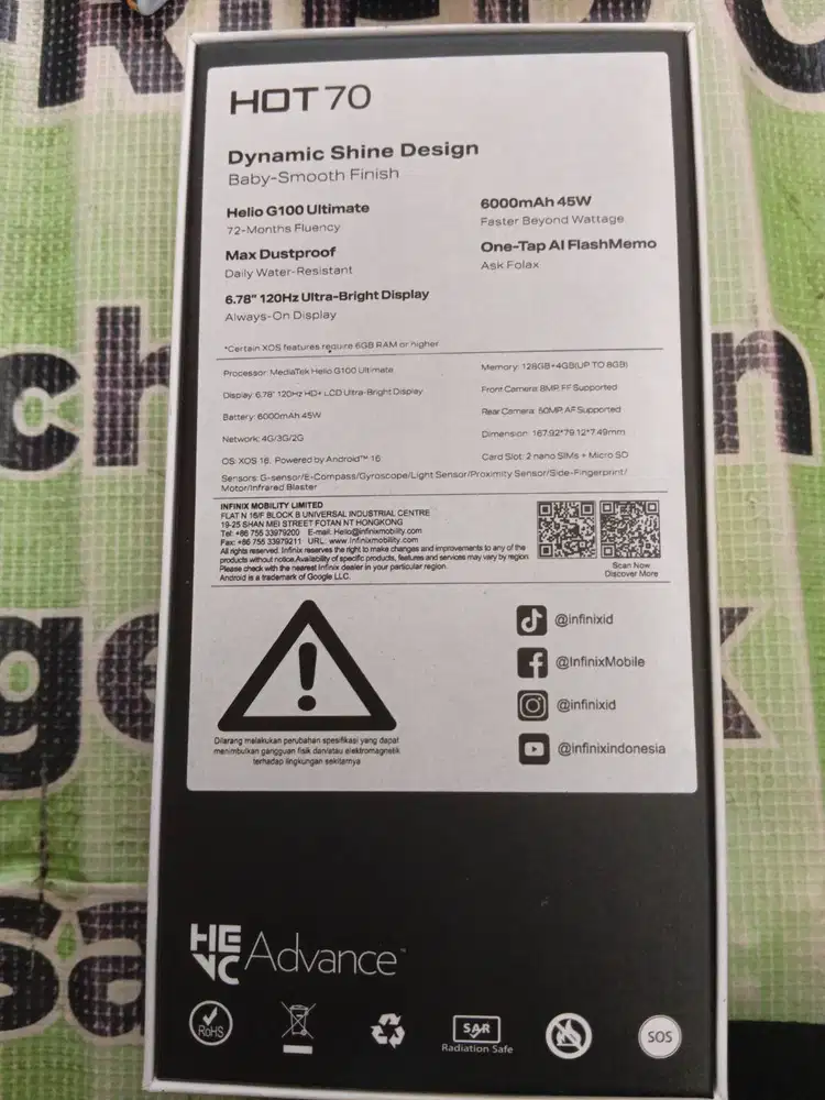 Infinix hot 70 4/128  , mulus , lengkap