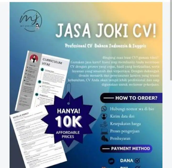 Jasa pembuatan CV/lamaran kerja