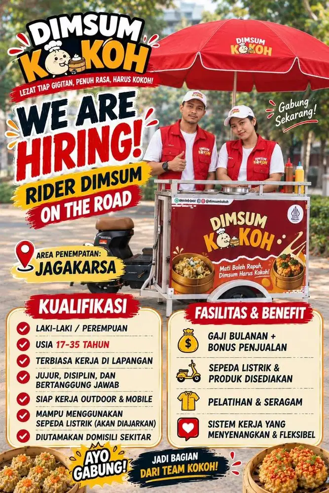 LOWONGAN KERJA RIDER DIMSUM KOKOH