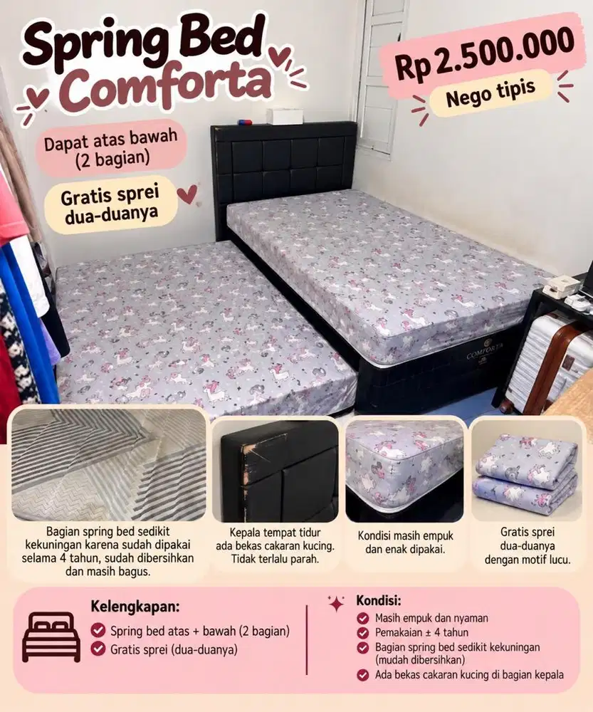 SPRING BED COMFORTA RANJANG SUSUN