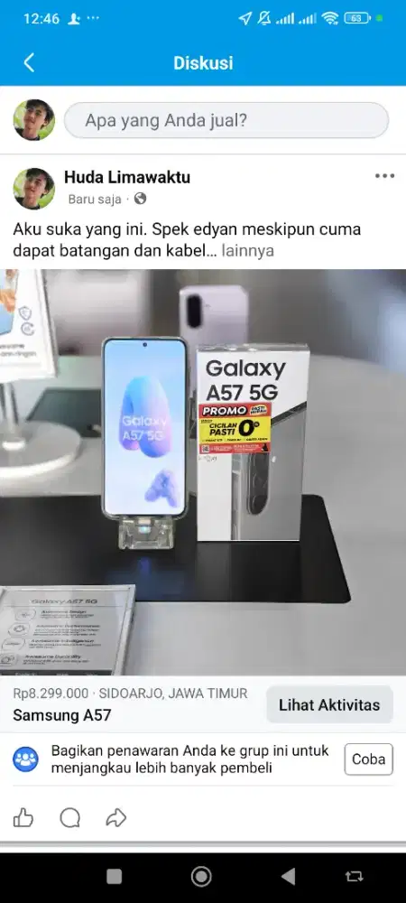 Samsung A57 5G, HP kerja rasa membahana