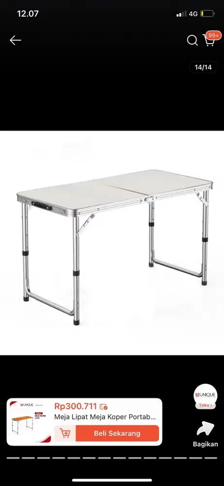 Meja lipat portable aluminium, second