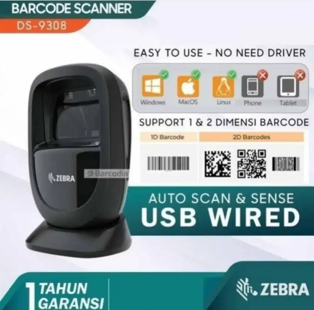 SCANNER BARCODE ZEBRA SCANER DS9308 NEW GARANSI MURAH
