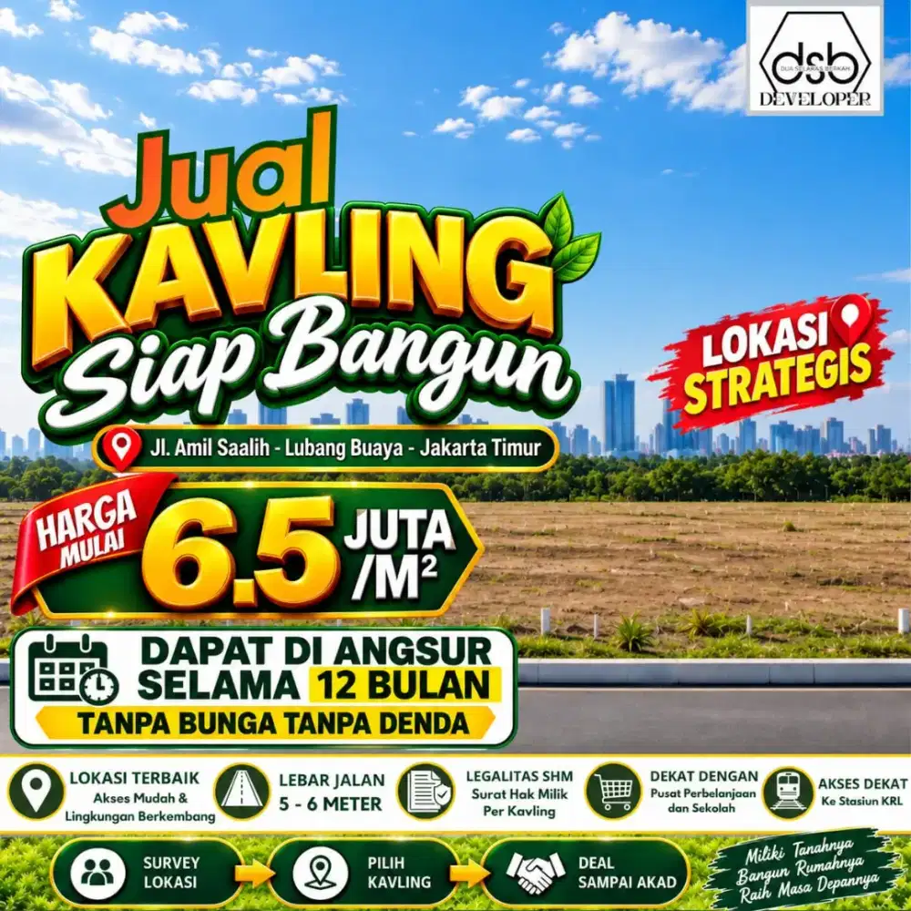 Jual kavling siap bangun lubang buaya murah strategis