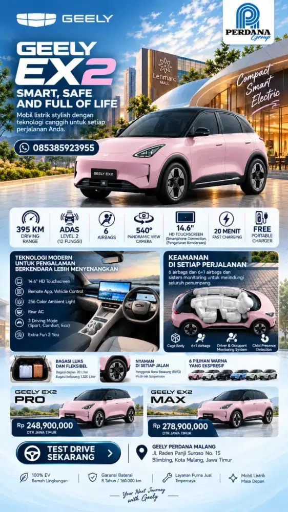 Geely EX2 2026 Mobil Listrik Stylish DP 40 Jutaan