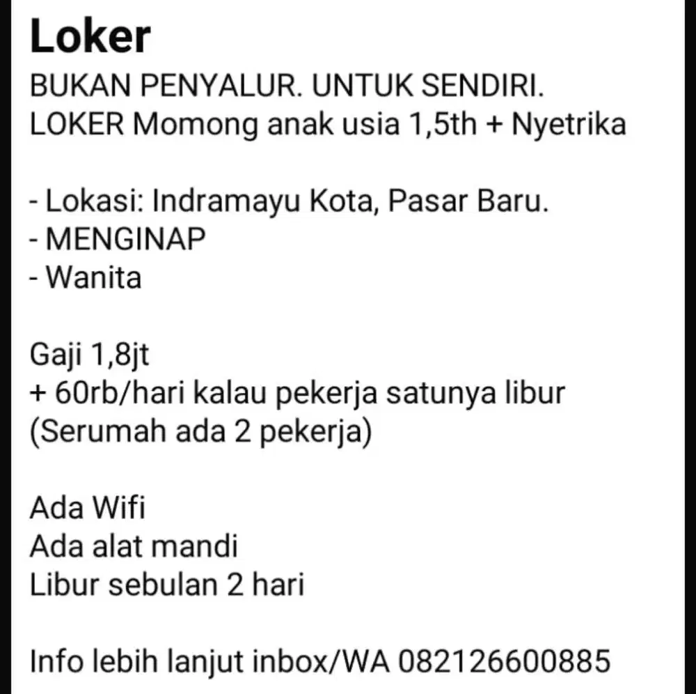 Dicari ART Momong