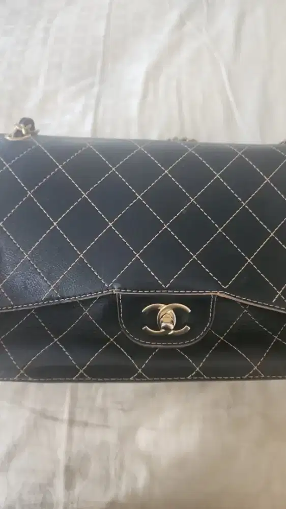 Tas Chanel Timeless Flap Bag Jumbo Black Calfskin GHW