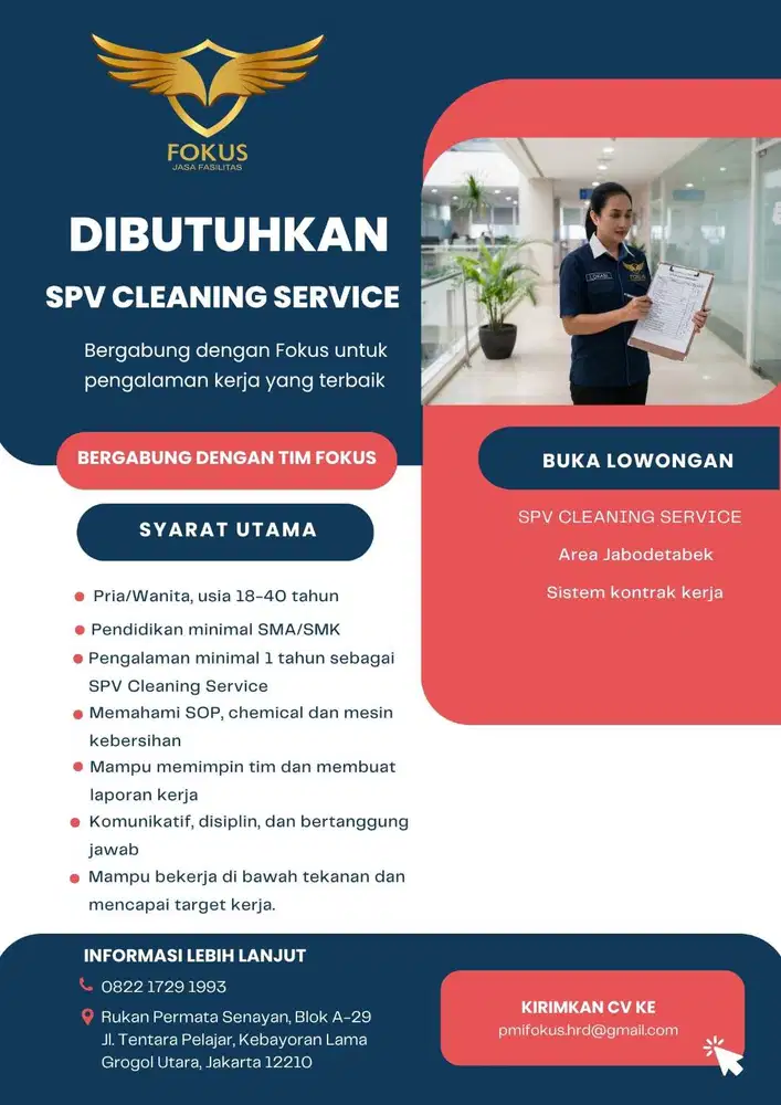 DIBUTUHKAN SPV CLEANING SERVICE