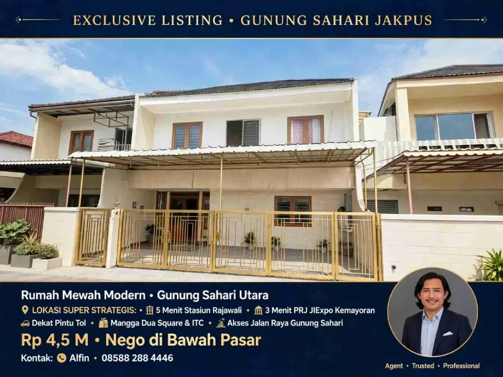 Rumah 2 Lantai LB172 LT187 4KT Akses Mobil Bebas Banjir Dekat PRJ Kemayoran
