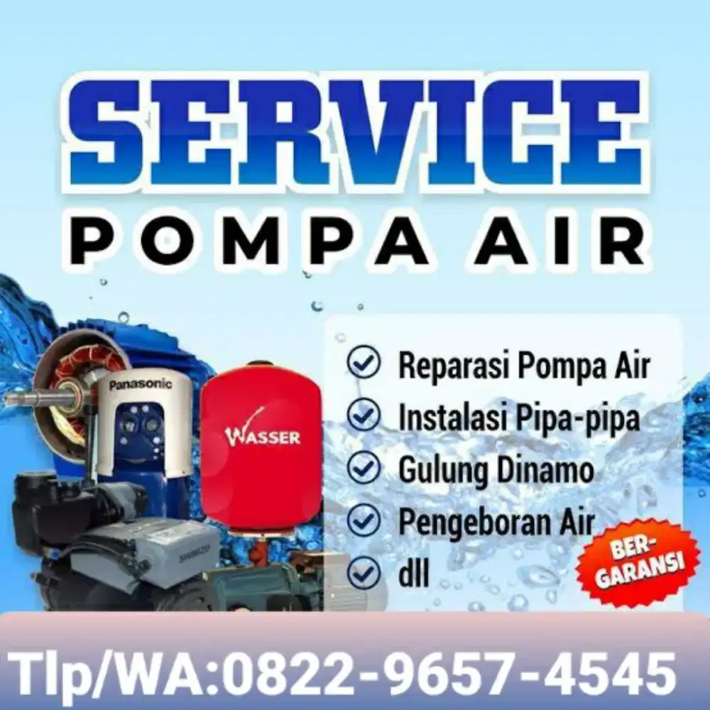 Tukang service pompa air sanyo sumur bor perbaikan pasang tangki air