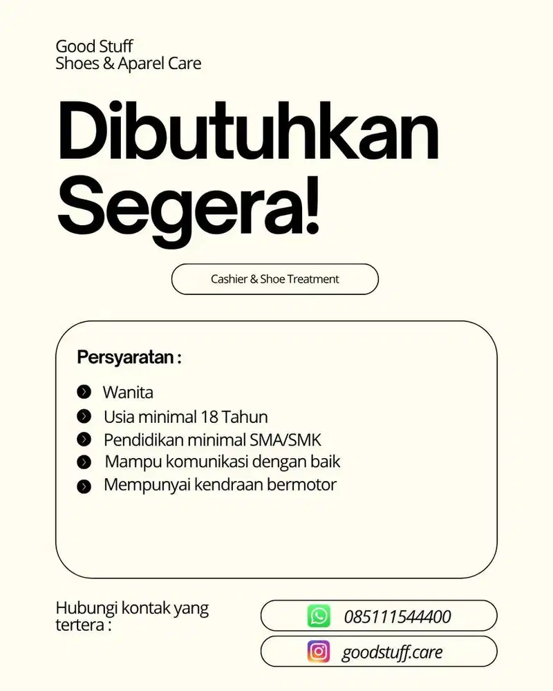 LOWONGAN KASIRR