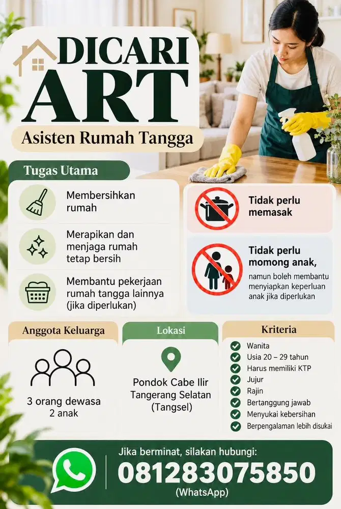 LOWONGAN KERJA ART LANGSUN MAJIKAN