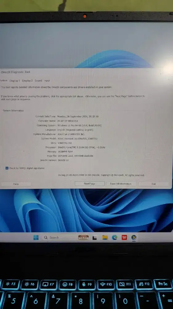 Laptop ASUS V16 Core i5 RTX 4050